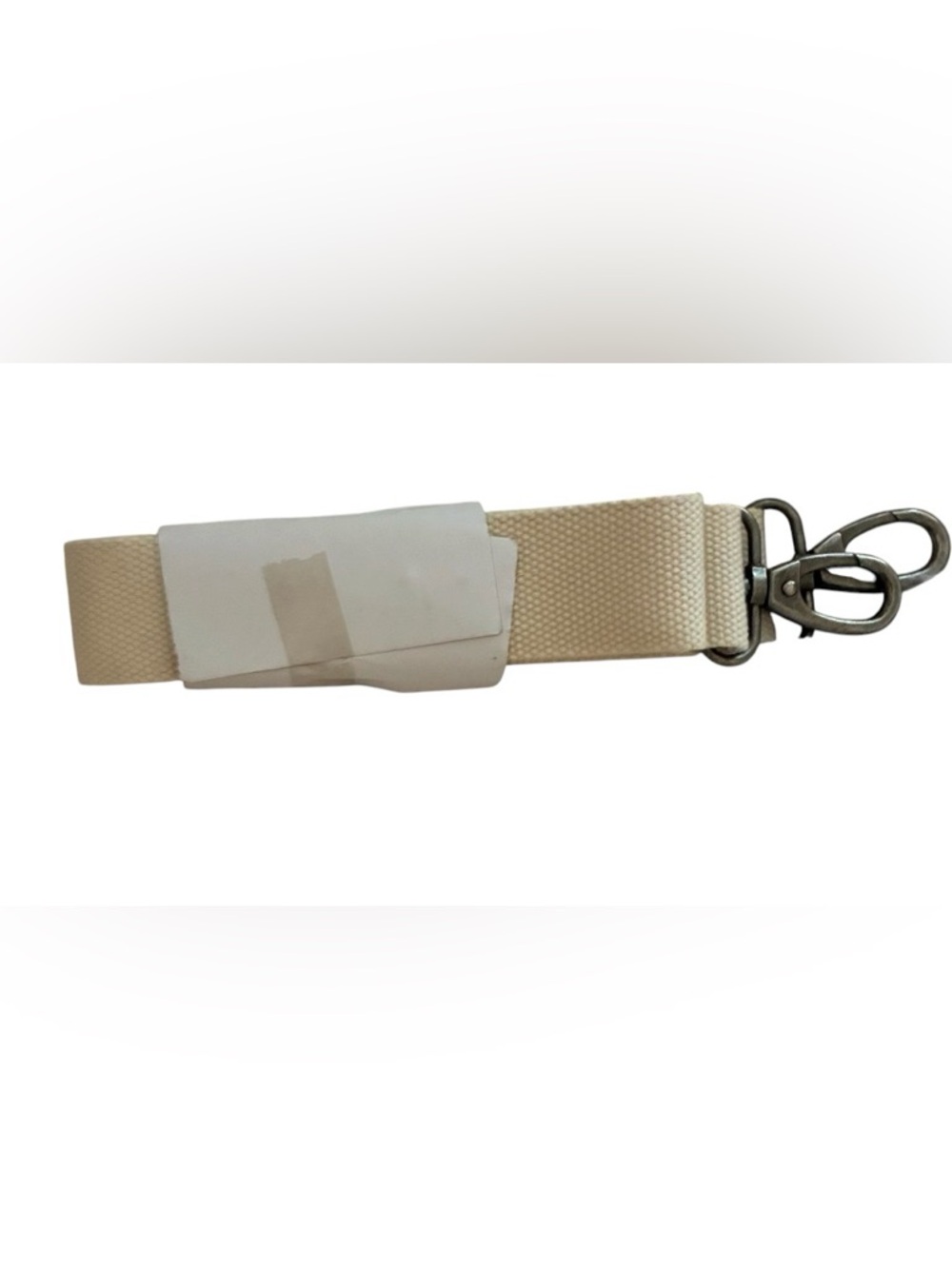 Adjustable Beige Canvas Hand Bag Strap with Silver Hardware